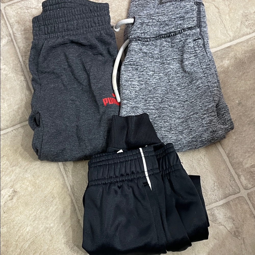 Puma Kids' Charcoal, Heather Gray, and Black Joggers Trio